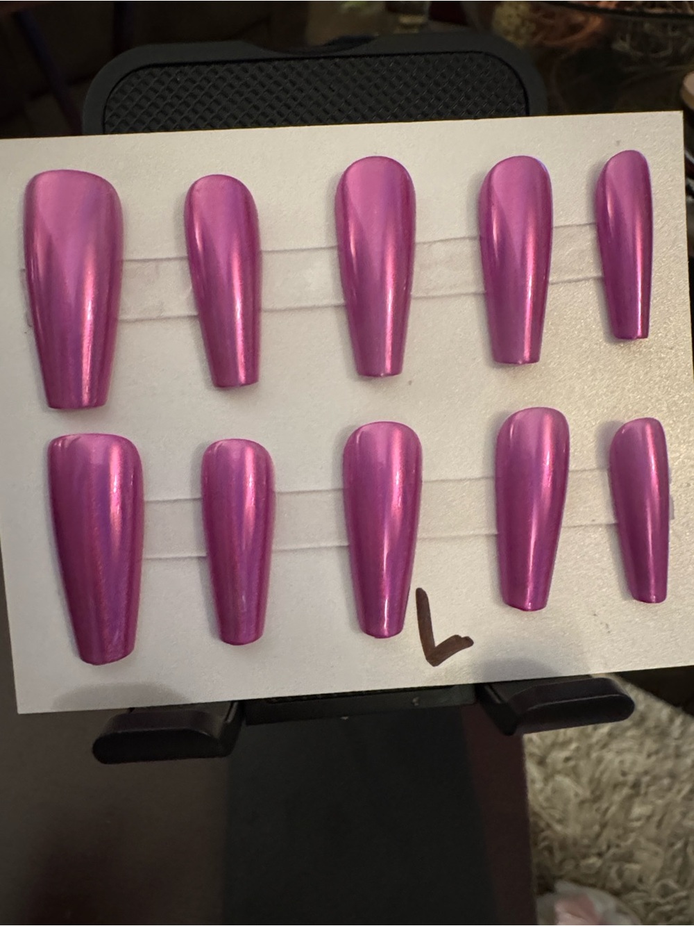 Pink Chrome Metallic Press-On Nails (Long Coffin)